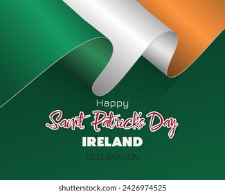 Holiday design, background with handwriting with and national flag colors for St. Patrick's day celebration. Vector illustration
