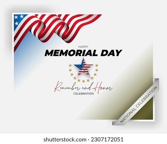 Holiday design, background with handwriting texts, medal of honor and national flag colors for Memorial day event celebration