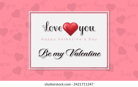 Holiday design, background with handwriting texts and heart shape for Valentine's Day celebration; Vector illustration