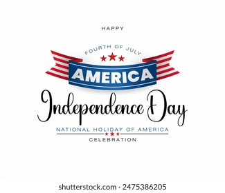 Diseño de Festiva, fondo con textos de escritura a mano y colores de la bandera nacional para el 4 de julio, Día de la Independencia Americana, celebración; Ilustración vectorial.