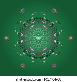 Holiday design for Christmas and New Year fashion prints. Christmas cute background with snowflakes abstract background. Vector design. Green, gray and white colors. Green, gray and white snowflakes.
