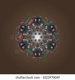 Holiday design for Christmas and New Year fashion prints. Vector illustration. Christmas pattern with snowflakes abstract background. Brown, gray and green colors.