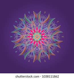 Holiday design for Christmas and New Year fashion prints. Christmas pattern with snowflakes abstract background. Violet, neutral and blue colors. Vector illustration.