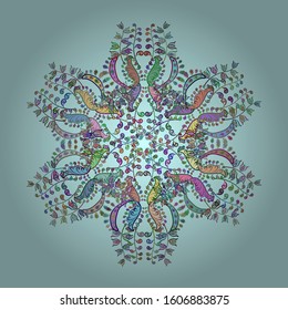 Holiday design for Christmas and New Year fashion prints. Vector illustration. Christmas pattern with snowflakes abstract background. Blue, green and neutral snowflakes.