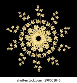 Holiday design for Christmas and New Year fashion prints. Vector illustration. Golden colors. Christmas pattern with snowflakes abstract background.