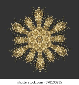 Holiday design for Christmas and New Year fashion prints. Christmas pattern with snowflakes abstract background. Vector illustration. Golden snowflakes.