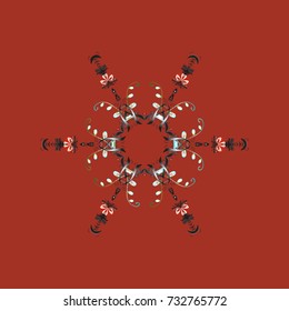 Holiday design for Christmas and New Year fashion prints. Christmas pattern with snowflakes abstract background. Red, gray and brown red, gray and brown colors. Vector.