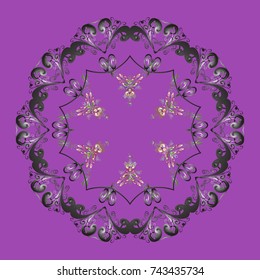 Holiday design for Christmas and New Year fashion prints. Violet, gray and brown colors. Vector illustration. Christmas pattern with snowflakes abstract background.
