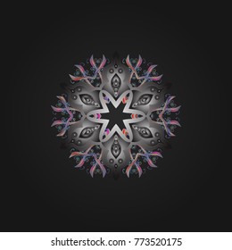 Holiday design for Christmas and New Year fashion prints. Christmas pattern with snowflakes abstract background. Vector illustration. Gray, neutral and blue snowflakes.