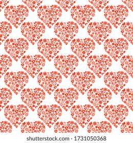 
Holiday design. Cute vector illustration with red floral hearts on a white background, artistic.