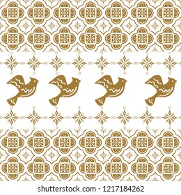 Holiday Сhristmas Design. Ikat Seamless Pattern. Chevron Brush Texture. Boho Water Print. Geometric Hand Drawn Textile Ornate.