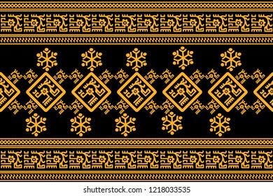 Holiday Сhristmas Design. Ikat Seamless Pattern. Chevron Brush Texture. Boho Water Print. Geometric Hand Drawn Textile Ornate.
