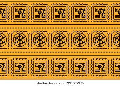 Holiday Сhristmas Design. Ikat Seamless Pattern. Chevron Brush Texture. Boho Water Print. Geometric Hand Drawn Textile Ornate.
