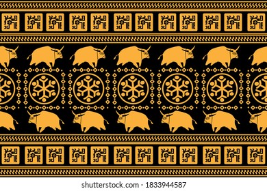 Diseño de vacaciones. Patrón Ikat Seamless. Textura del pincel de Chevron. Impresión Boho. Ornato textil de mano geométrica.