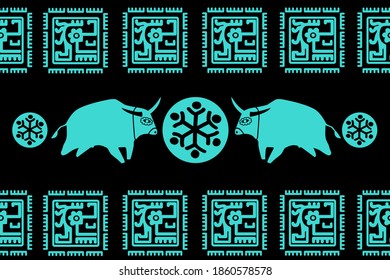 Diseño navideño С navidad. Patrón Ikat Seamless. Textura del pincel de Chevron. Ornato textil de mano geométrica.