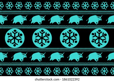 Diseño navideño С navidad. Patrón Ikat Seamless. Textura del pincel de Chevron. Ornato textil de mano geométrica.