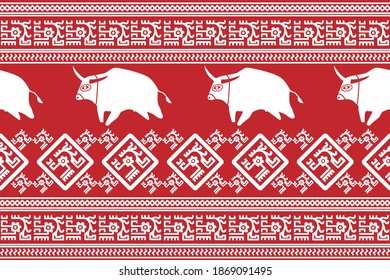Urlaubsdesign. Ikat Nahtloses Muster. Chevron Brush Texture. Geometrisches handgezeichnetes Textilabsatz.