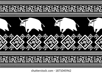 Holiday Design. Ikat Seamless Pattern. Chevron Brush Texture. Geometric Hand Drawn Textile Ornate.