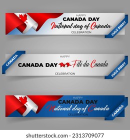 Holiday design of web banners background with handwriting texts and national flag color for national day.Canada day event celebration; Vector illustration