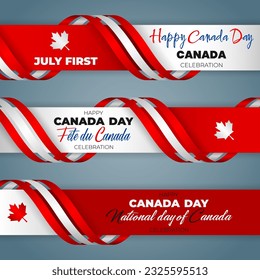 Holiday design of web banners background with handwriting texts and national flag color for national day, Canada day event celebration; Vector illustration