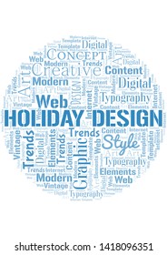 Holiday Design word cloud. Wordcloud made with text only.