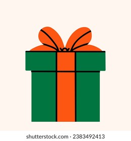 Holiday with different gift boxes, cartoon style. Christmas, birthday background in vibrant colors. Trendy modern vector illustration, hand drawn, flat