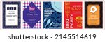 holiday dinner party, family picnic day, farewell dinner party, BBQ party, breakfast templates posters. Vector templates for stories. Vector illustration for dinner and invitation with sample text