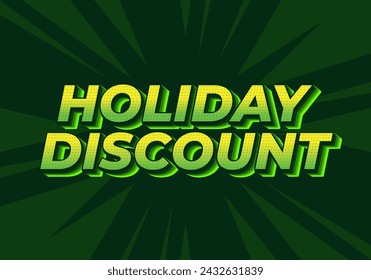 Descuento por vacaciones. Diseño de efectos de texto en aspecto 3D con colores llamativos