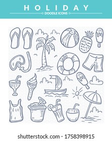 Holiday doodle icons set, Trendy and lovely hand drawn style isolated on white background