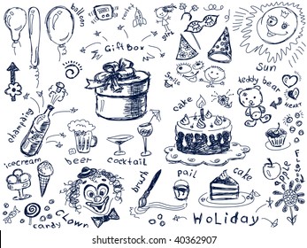 Holiday doodles Vector. Visit my portfolio for big collection of doodles