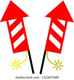 holiday double fireworks icon.vector