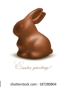 Holiday Easter Background With Chocolate Bunny. Vector