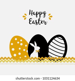Holiday easter scrap card with rabbit and eggs