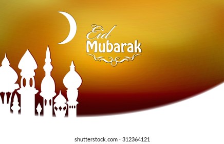 holiday Eid Mubarak greeting card / abstract Islamic mosques