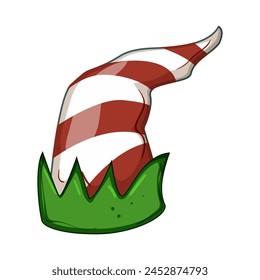 holiday elf santa hat cartoon. festive red, green winter, merry jolly holiday elf santa hat sign. isolated symbol vector illustration