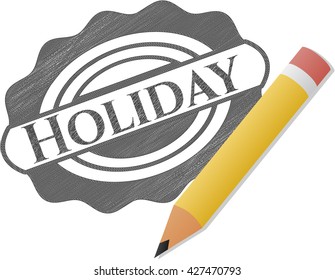 Holiday emblem draw with pencil effect