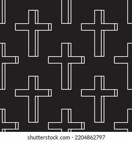 Holiday, fantasy and holiday concept. Seamless pattern of Christian cross on black background. Perfect for wrapping, fabric, textile, wallpapers, giftboxes, postcards 