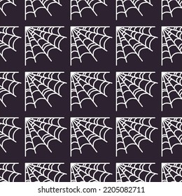 Holiday, fantasy and holiday concept. Seamless pattern of spider web on dark brown background. Perfect for wrapping, fabric, textile, wallpapers, giftboxes, postcards 