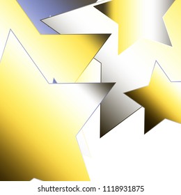 Holiday Festive Confetti Vector illustration. Explosion of stars from yellow blue grey white gradient mesh on white. Iridescent holographic background. Celebration decorations, packaging, posters