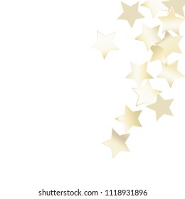 Holiday Festive Confetti Vector illustration. Explosion of stars from pearl colored gradient mesh on white. Iridescent holographic background. Celebration decorations, packaging, posters