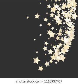Holiday Festive Confetti Vector illustration. Explosion of stars from pearl colored gradient mesh on asphalt grey backdrop. Iridescent holographic background. Decorations, packaging, posters