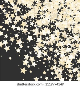 Holiday Festive Confetti Vector illustration. Explosion of stars from pearl colored gradient mesh on asphalt grey backdrop. Iridescent holographic background. Decorations, packaging, posters
