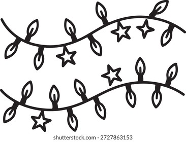 Holiday festive string lights doodle icon vector