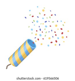 Holiday firecracker salute. Party single icon in cartoon style vector symbol stock illustration.