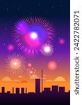 holiday fireworks festival celebration greeting invitation postcard culture and tradition carnival party concept