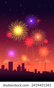 holiday fireworks festival celebration greeting invitation postcard culture and tradition carnival party concept
