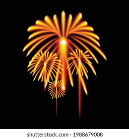 Holiday fireworks on dark background. Simple mesh gradient fireworks. EPS10 vector illustration.