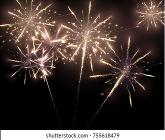 Holiday fireworks vector background. Can be used for New Year party or Christmas greeting cards. EPS10