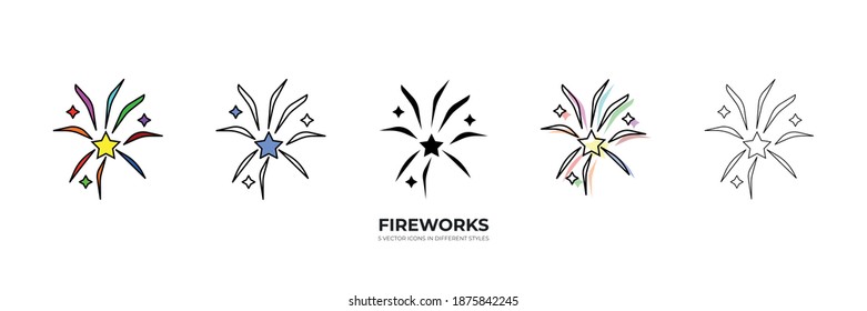 Icono de tipo vectorial de Fireworks de vacaciones