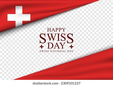 Holiday of the first of August, sweden day poster in a convenient format. Realistic country flag and logo on empty space background for your design. Vector illustration.